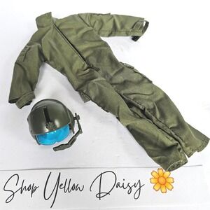 Y2K G.I. JOE Fighter Pilot Green Jumpsuit Coverall and Helmet Lot of 2 1330‎